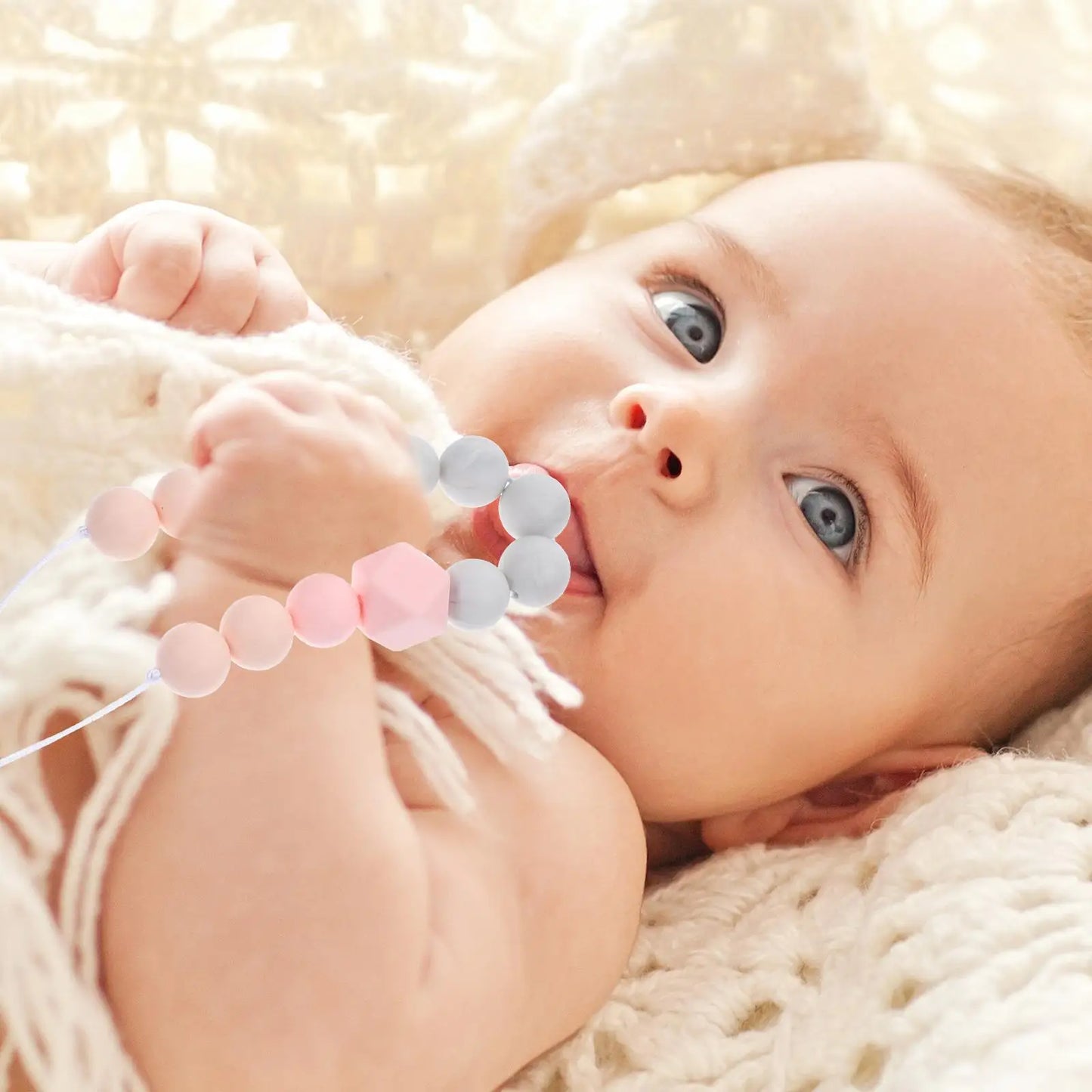 Blue Black Contrast Necklace Teething For Baby Silicone Nursing Breastfeeding Child Teeth Sensory Toys Chewable Jewelry Kids