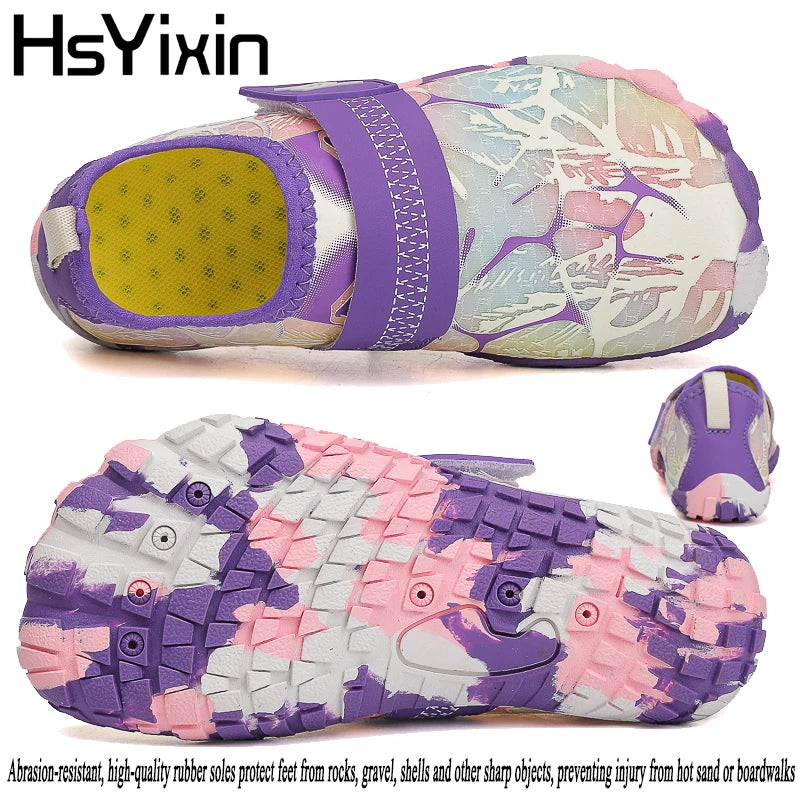 Breathable boys and girls Aqua shoes Anti-bump toe Drainage design Outdoor hiking and wading water shoes Barefoot shoes