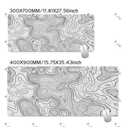 Black White Topographic Map XXL Mouse pad Computer Keyboard Pad Mouse Mat Gamer Soft Office Carpet Table Mat Desktop MousePad
