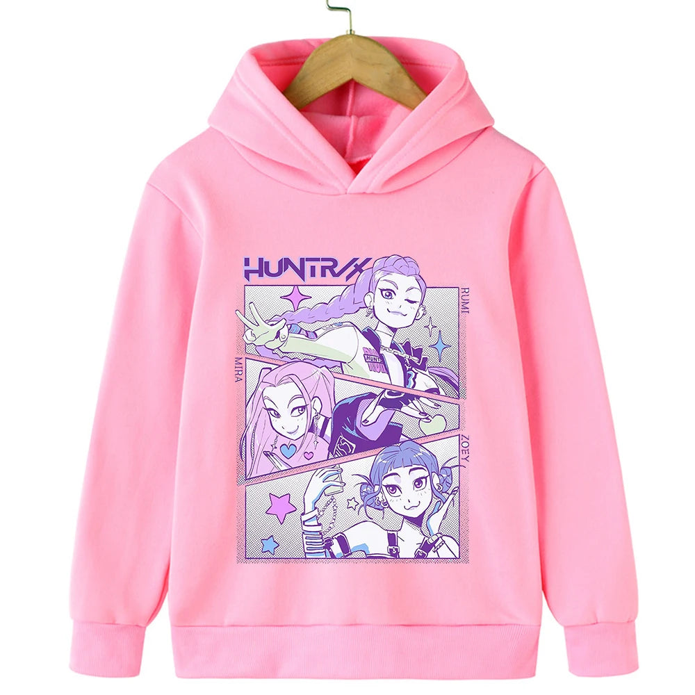 2025 Movie KPop Demon Hunters Cartoon Girls Boys Hoodies Children's Korean Wave Print Fashion Casual Tops Casual Girls Clothing