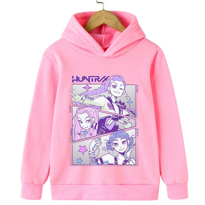 2025 Movie KPop Demon Hunters Cartoon Girls Boys Hoodies Children's Korean Wave Print Fashion Casual Tops Casual Girls Clothing