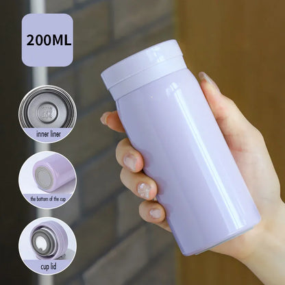 200ml Mini Thermos Cup Double Layer Vacuum Insulation 12 Hours Heat Preservation 304 Stainless Steel Cup Outdoor Portable  Gifts