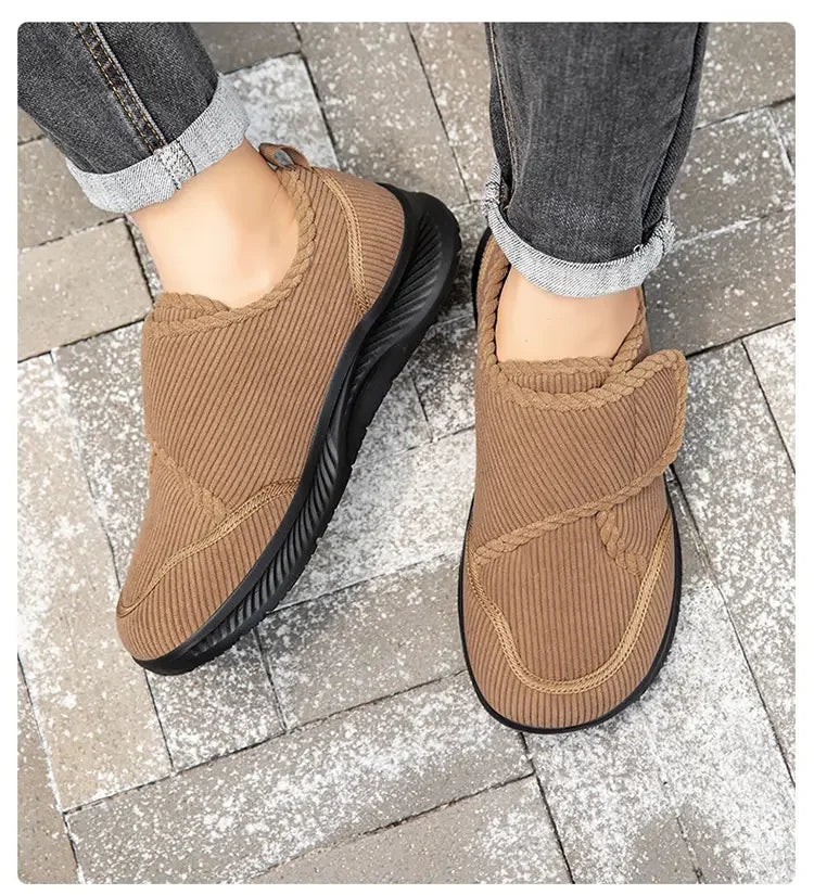 Wide Footed Shoes Winter Suede Casual Shoes Men Anti Slip Sole Loafers Women Minimalist Style Snow Comfortable Thick Soled Shoes