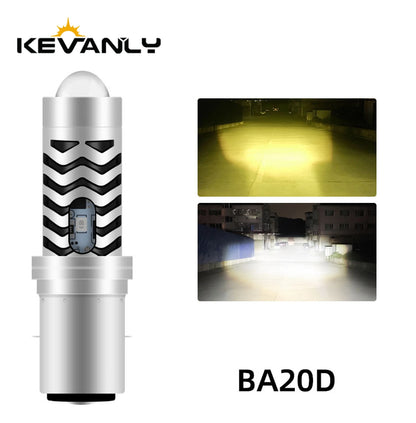 1Pcs H4 LED Dual Color Motorcycle Headlight Bulbs BA20D S2 P15D H6 6000K Hi/Lo Beam 12V Moto Fog Lamp Scooter ATV Accessories
