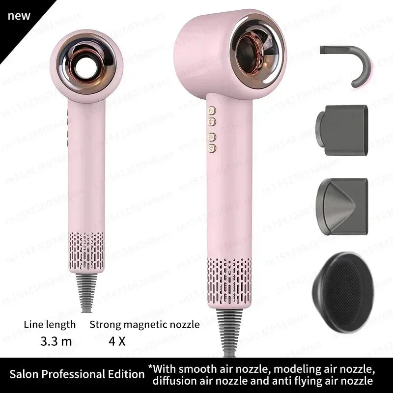 220V Professional Leafless High Speed Hair Dryer Salon Home Appliance Constant Temperature Negative Ion Quick Drying 1.8m