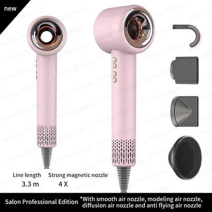 220V Professional Leafless High Speed Hair Dryer Salon Home Appliance Constant Temperature Negative Ion Quick Drying 1.8m