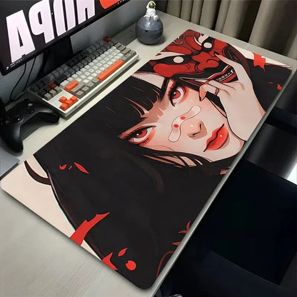 Grimace Cool Girl Leather Desk Pad Mouse Protector Large Small Mouse Pad Home Office Game Desk Mat PU Leather Pc Laptop Desk Mat