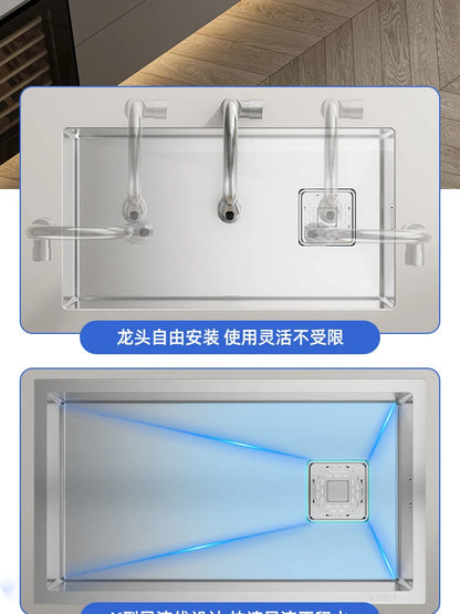 Kitchen 304 Stainless Steel Sink Vegetable Basin Large Sink Household Kitchen Vegetable Basin Countertop Dishwasher