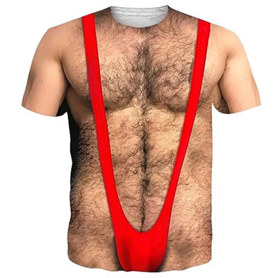Hairy Chest Men T Shirt 3d Printed Muscle Fake Abs T-shirt Cosplay Costume Tee ShirtsSummer Women Tshirt Clothing Kid Tshirt Y2k