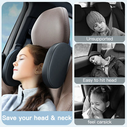 Ergonomic Volvo Dedicated Side Neck Support Pillow - High Density Memory Foam Wipeable PVC Leather Universal for All Seasons