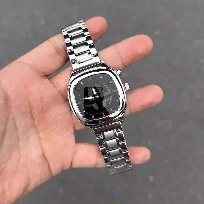 PINTIME Y2K Luxury Men's Watch New Conceptual Cool Digit Dial Male Quartz Wristwatch Stainless Steel Waterproof Reloj Man Clock
