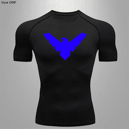 Compression Nightwing Print Tops For Men T Shirt Rashguard Jiu Jitsu Gym Fitness Running Train   ing Shirts Jersey Short Sleeved
