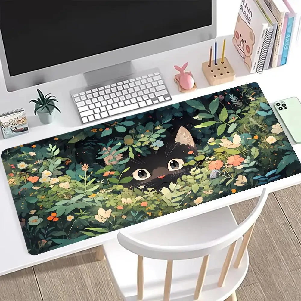 Cute cat Mouse Pad Large Computer Office Game Table Mats XXL Rubber Anti-slip Gaming Keyboard Mousepads Long Desk Pads