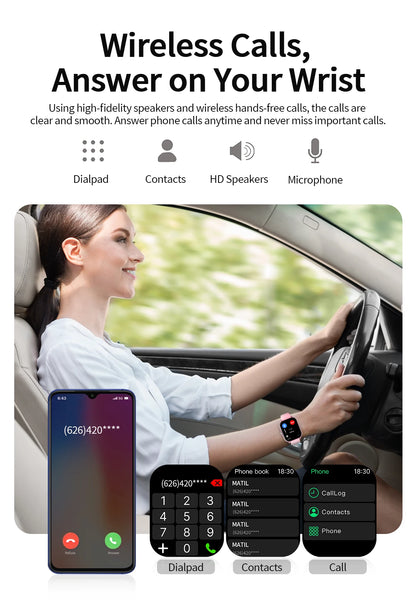 New Smartwatch 1.83'' HD Screen BT Call Health&Sleep Monitoring Kids Smart Watch Waterproof Fashoin Sport Bracelet For Women Men