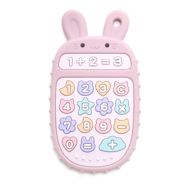 Baby Soft Silicone Phone Remote Control Teether Toy BPA Free Bear Shaped Nursing Teething Toys for Toddler Sensory Development