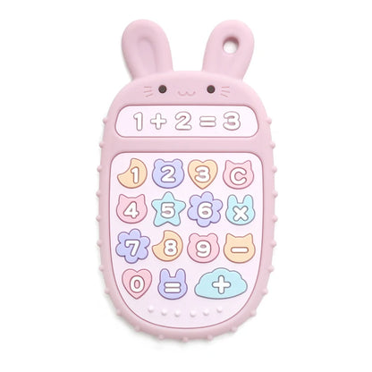 Baby Soft Silicone Phone Remote Control Teether Toy BPA Free Bear Shaped Nursing Teething Toys for Toddler Sensory Development