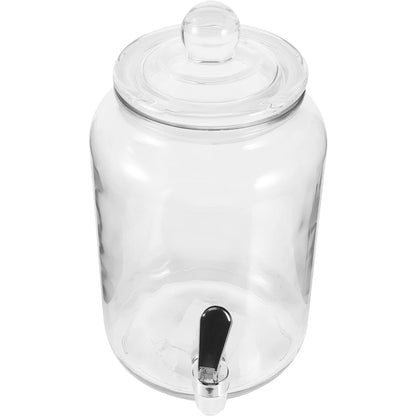 Beverage Dispenser with Faucet Transparent Glass Jar Aesthetic Table Decor for Cold Drinks Red Wine Tea Pitcher