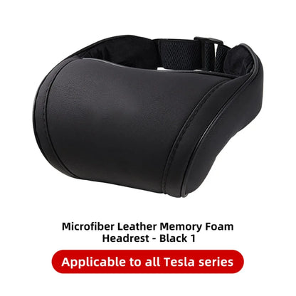 KJOY Seat Headrest Travel Rest Neck Pillow PU Leather Neck Pillow Memory Foam Pillows Car Accessories  used for Tesla Model3/Y/X