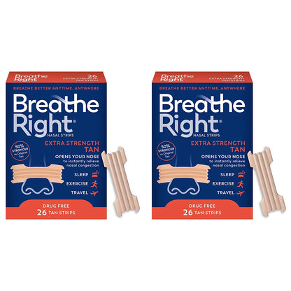 26/52/78 Pcs Breathe Right Nasal Strips,Stop Snoring,Tan Nasal Strips,Drug-Free Snoring Solution & Instant Nasal Congestion