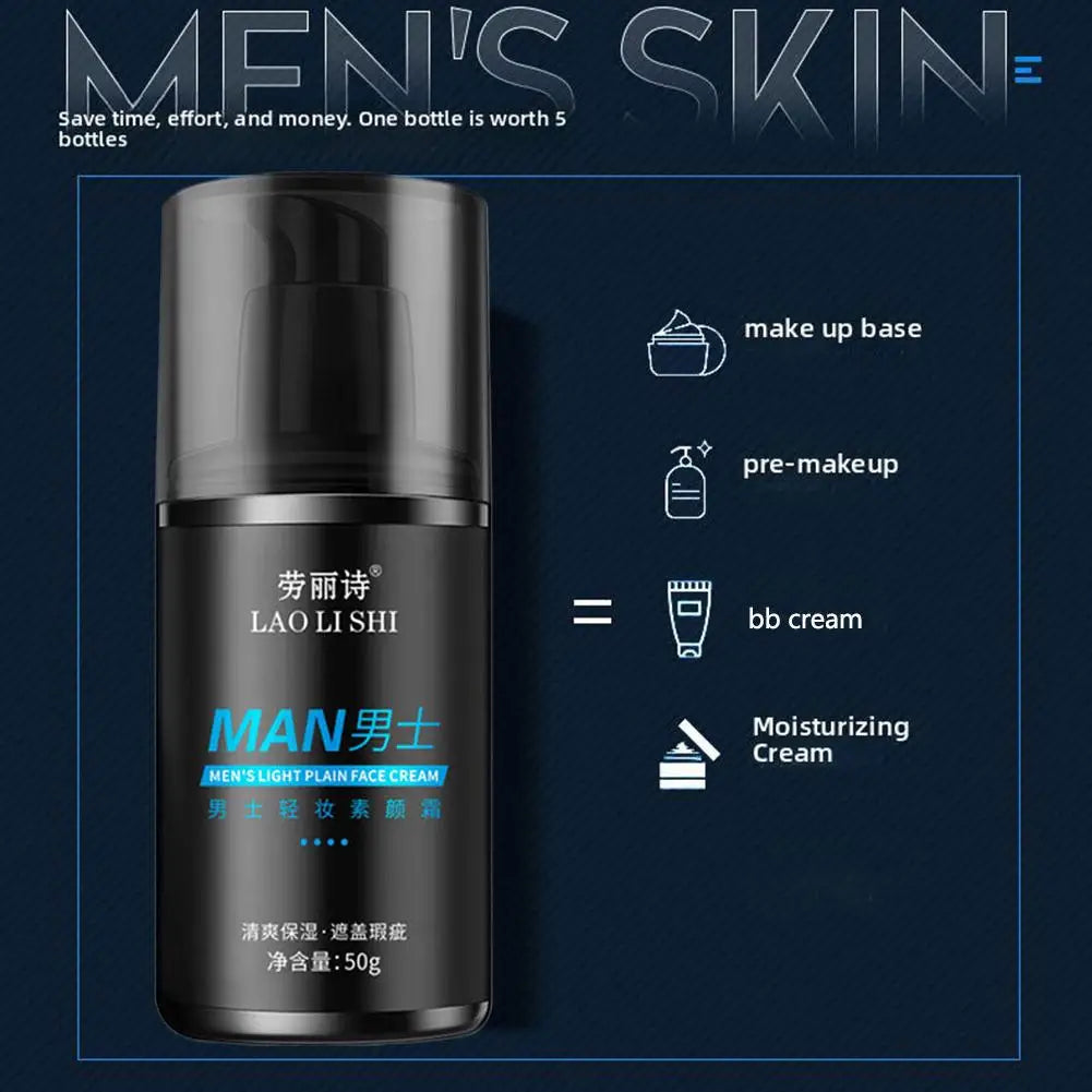 1/2PCS Men Makeup Cream Face Concealer Oil Control Make Up Lazy Cream Moisturizer Toning Cream Conceal Pores Covering Foundation