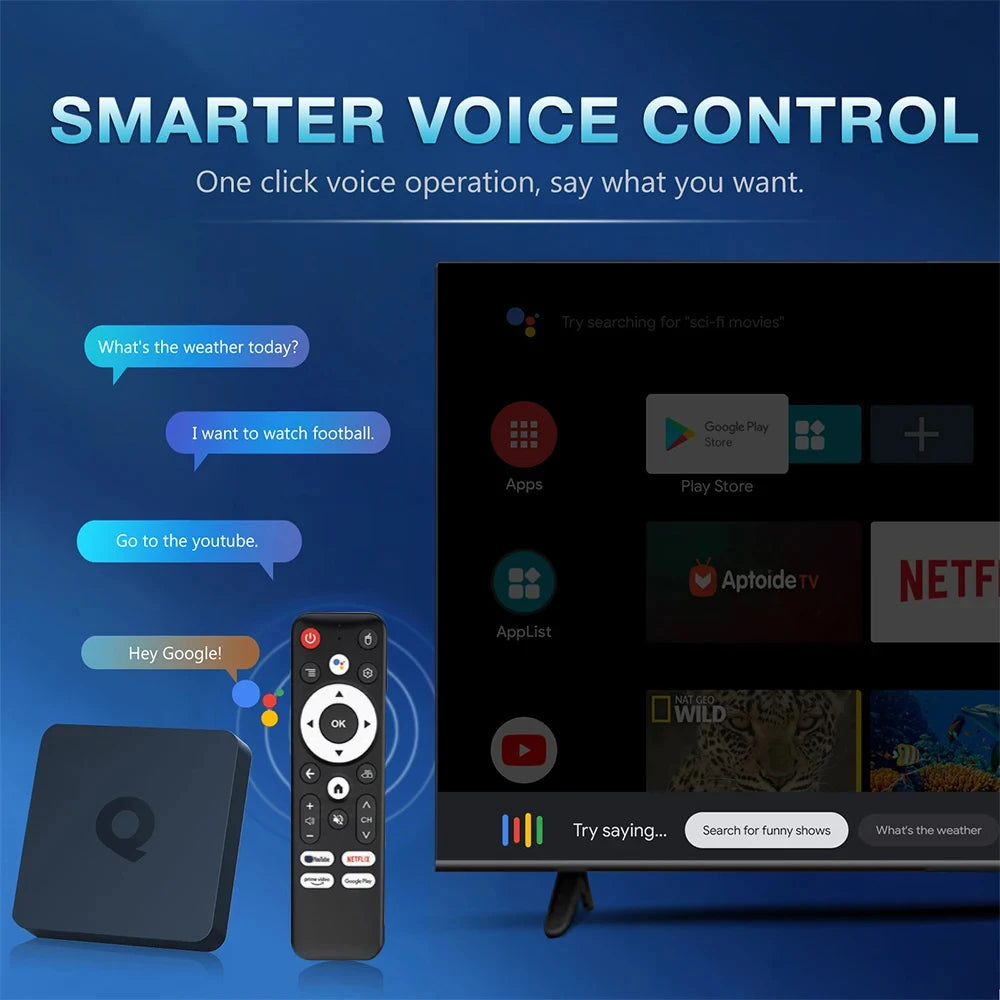 Very Fast Smart TV Box Q1 H313 8K Android 14 TV Box Support Dual Wifi 5G BT6.0 Google Assistant 8GB 128GB Streaming Media Player