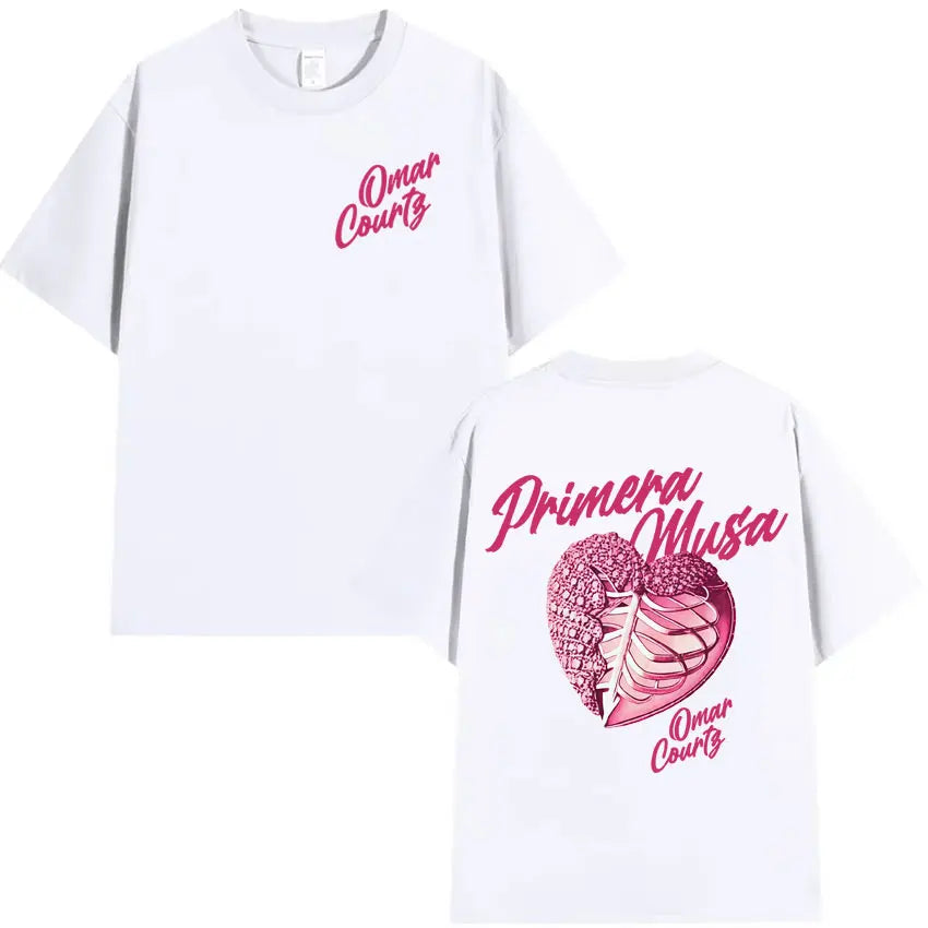 Rapper Omar Courtz Primera Musa 2025 Heart Graphic T-shirt Mens Clothing Hip Hop T Shirt Summer Top Oversized Tshirts Streetwear