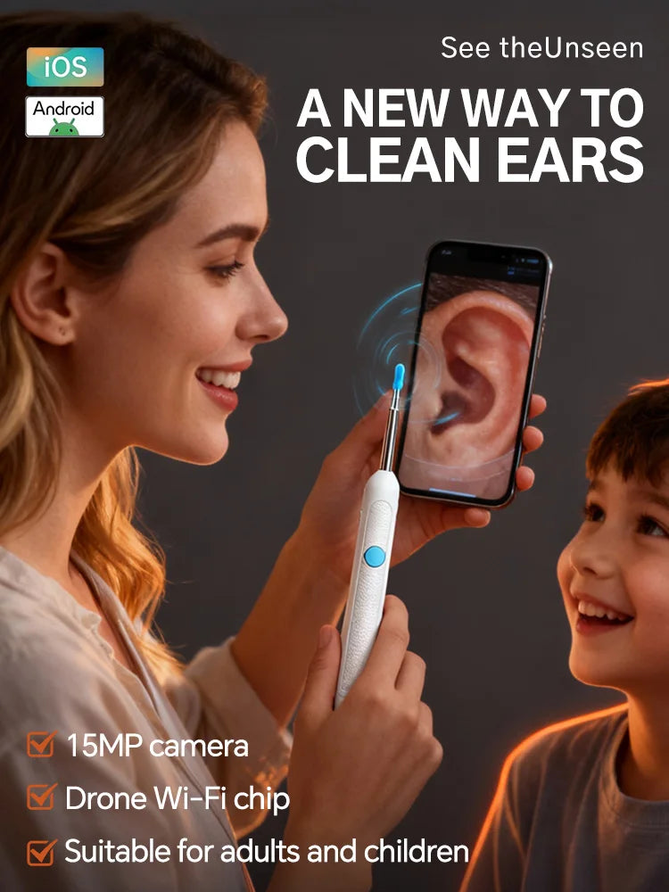 Wireless Visual Ear Cleaner HD Camera LED Light Rechargeable Ear Wax Removal Tool for All Ages