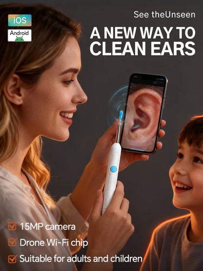 Wireless Visual Ear Cleaner HD Camera LED Light Rechargeable Ear Wax Removal Tool for All Ages