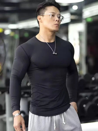 Compression Shirts Men's Rashguard Quick Dry Gym Fitness Shirts Spring Beach Surfing Athletic Sport Running Workout Tops Tees