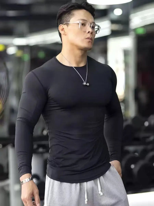 Compression Shirts Men's Rashguard Quick Dry Gym Fitness Shirts Spring Beach Surfing Athletic Sport Running Workout Tops Tees