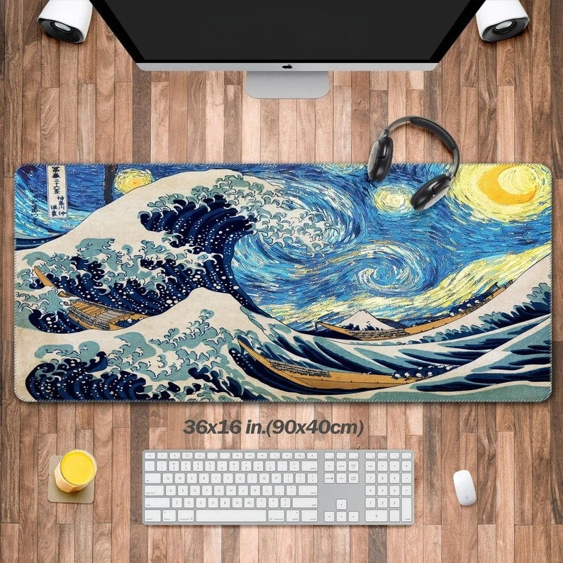 Japan Great Wave Mousepad Large Computer Office Game Desk Mat  XXL Rubber Anti-slip HD Gaming Keyboard Mousepads Long Table Mats