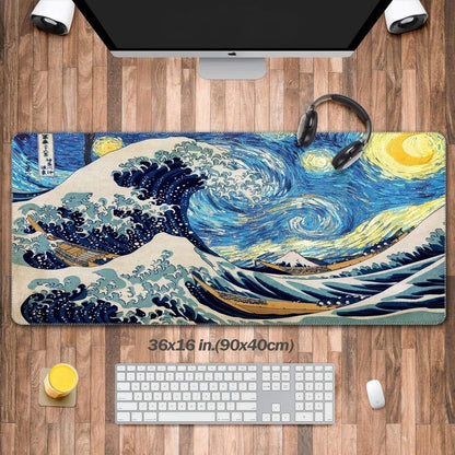Japan Great Wave Mousepad Large Computer Office Game Desk Mat  XXL Rubber Anti-slip HD Gaming Keyboard Mousepads Long Table Mats