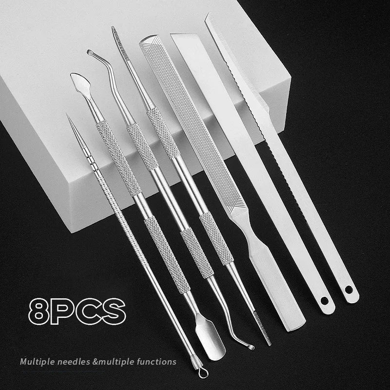 Premium Foot Care Kit 8Pcs Callus Remover File Dead Skin Shaver Cuticle Pusher Pedicure Tool for Hard Tough Skin Beauty Health