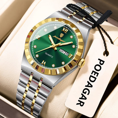 POEDAGAR Luxury Original Ladies Watch Luminous Waterproof Week Date Woman Wristwatch Stainless Steel Women Quartz Watches Female