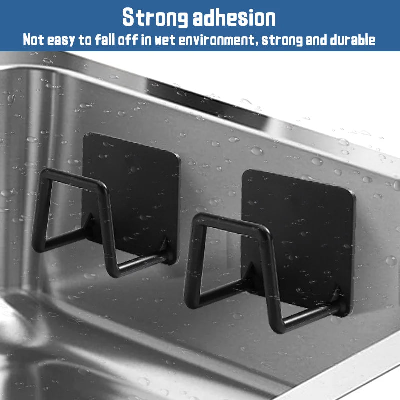 Kitchen Sink Sponges Holder Self Adhesive Drain Drying Rack Bathroom Basin Rack Storage Hooks Kitchen Wall Hooks Accessories