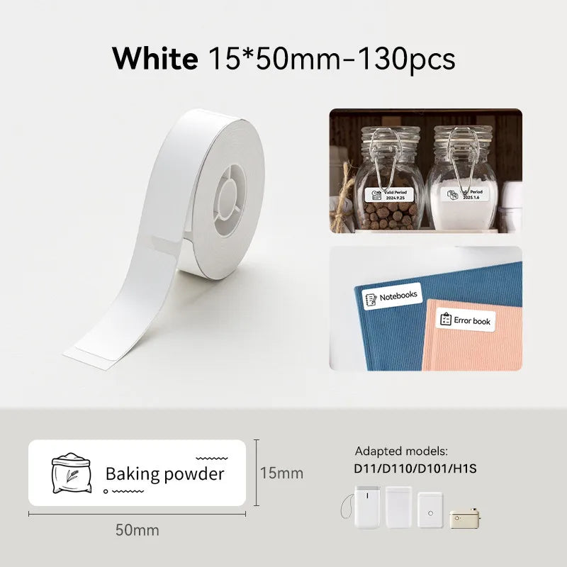 Niimbot Thermal Paper Waferproof White Label Adhesive Sticker Compatible With D11/D110/D101 Printer Label Maker For Home Office