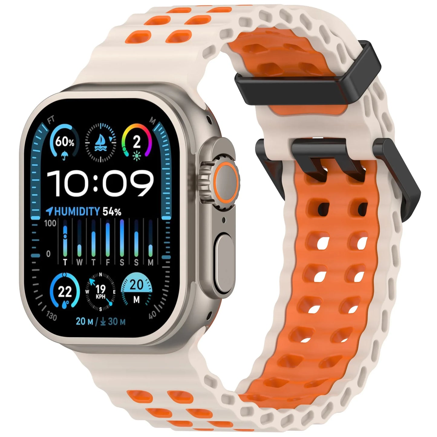 Two-Tone Ocean Silicone Strap for Apple Watch Ultra/2 49mm Sports Comfortable Lightweight Band iWatch 10 9 8 7 6 5 4 SE Bracelet