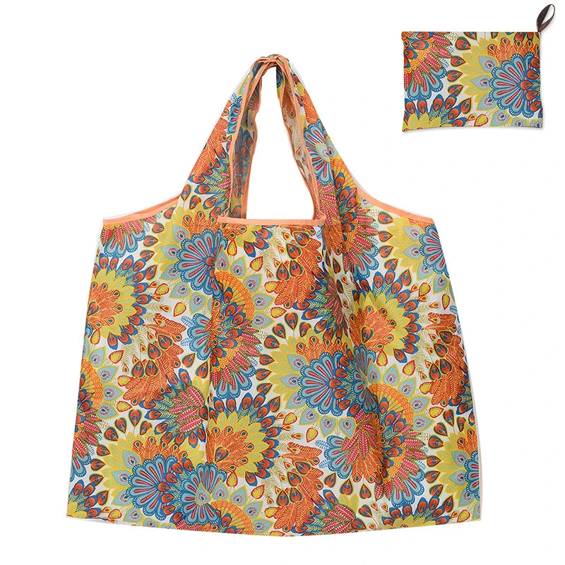 Large Capacity Foldable Portable Supermarket Environmentally Friendly Shopping Grocery Bag, Waterproof Shoulder Storage Bag