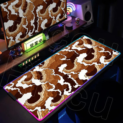 RGB HD Printing XXL Japanese style waves Mouse Pad Large Computer Office Game Table Rubber Gaming Mousepad expand LED Desk Mat