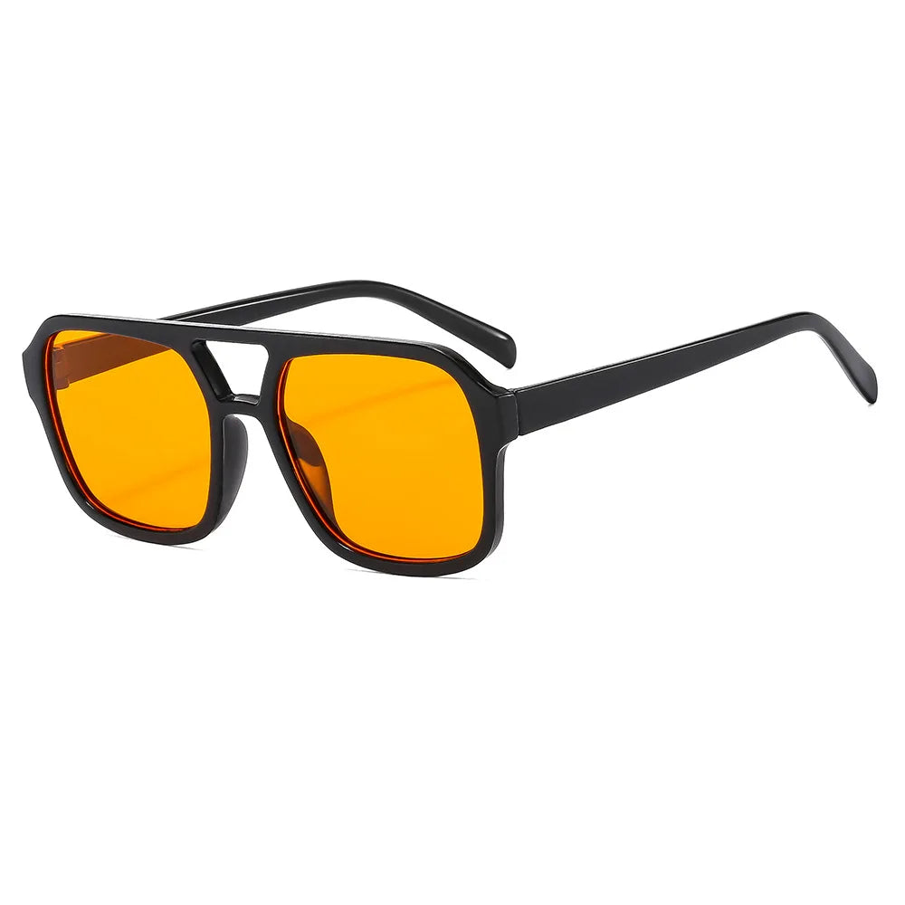 Vintage Double Bridge Yellow Sunglasses Women Oversized Square Frame Luxury Shades Sun Glasses Female Pilot Eyewear