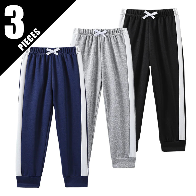 1/3 Piece Autumn And Winter Thin Children's Solid Color Splicing Casual Sports Sweatpants For Boys And Girls Fashionable Pants