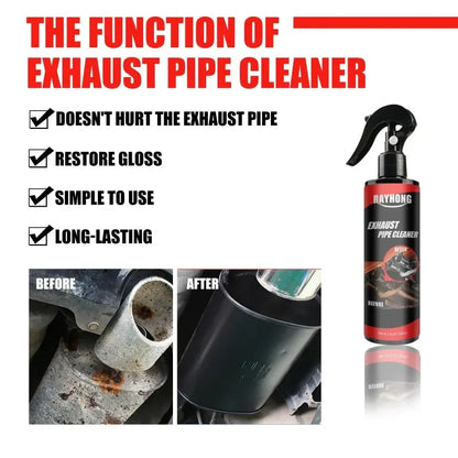 Rayhong 120ml Exhaust Cleaner Spray - Fast-Acting Rust Remover & Shine Restorer for Car, Motorcycle, RV, ATV - with Gloves