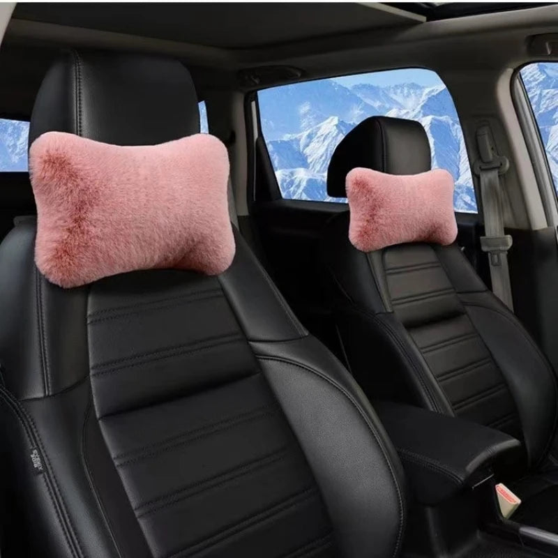 2pc Plush Car Headrest & Neck Pillow - Soft Foam, Adjustable Headrest for, SUVs, Trucks, Buses Portable Travel Headrest Pillow