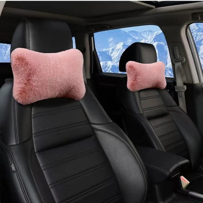 2pc Plush Car Headrest & Neck Pillow - Soft Foam, Adjustable Headrest for, SUVs, Trucks, Buses Portable Travel Headrest Pillow