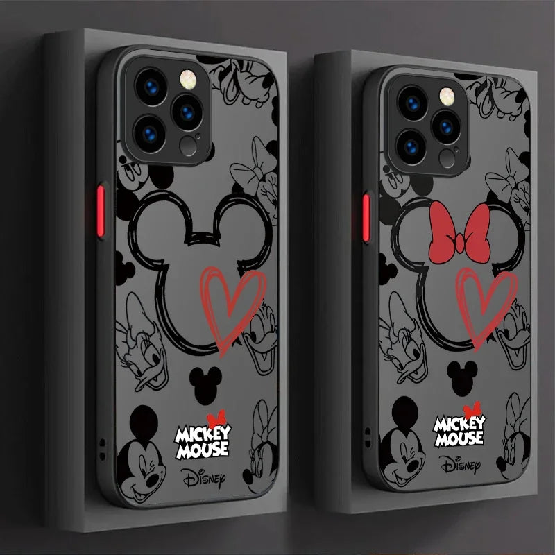 Disney Mickey and Minnie Logo Hard Phone Case For iPhone 17 Air 15 16E 16 14 13 12 11 Pro Max XR 7 8 Plus SE 2020 Bumper Cover