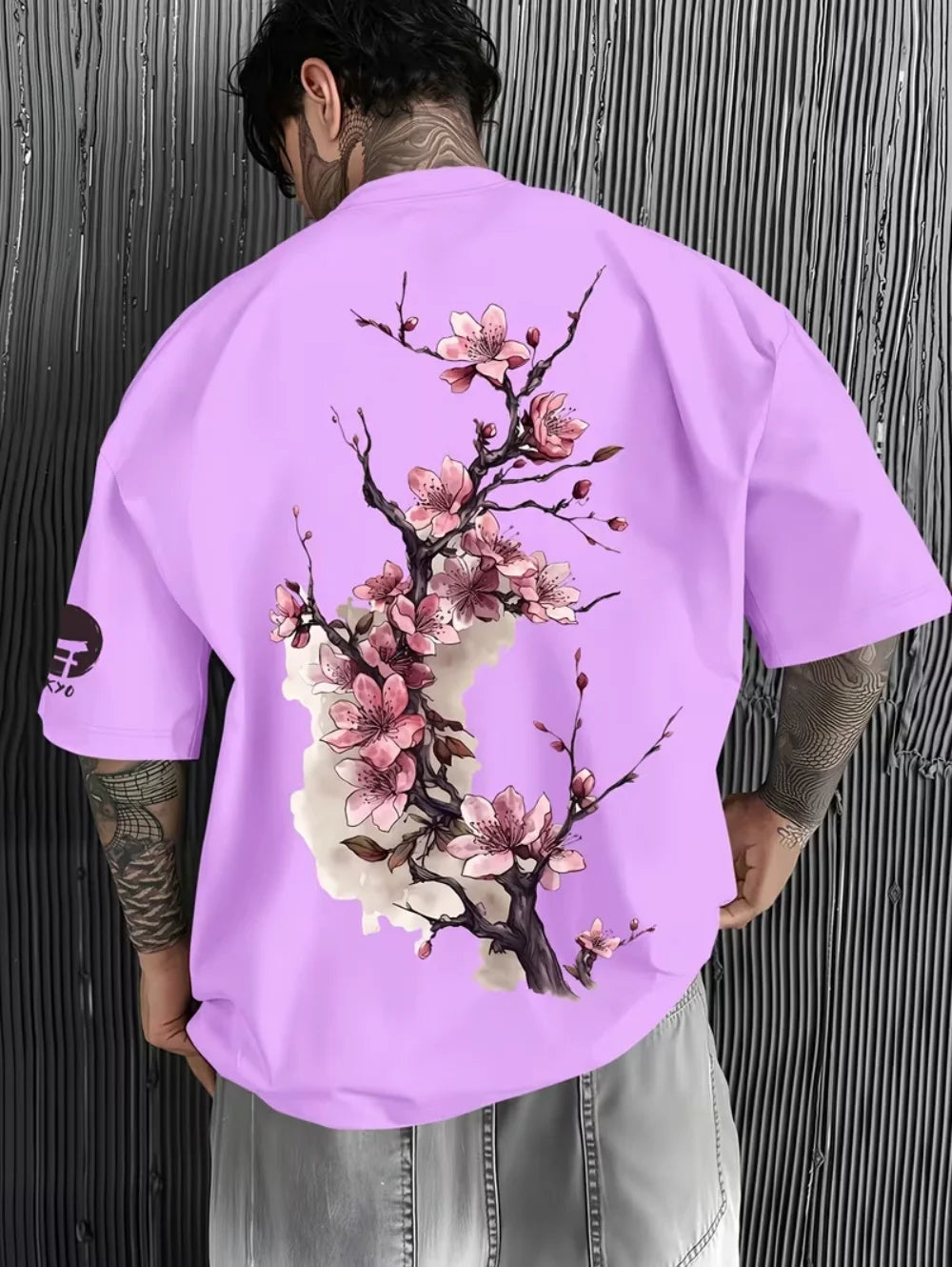 Men's T-Shirts Fuji Mountain Cherry Blossom Print Summer Autumn Harajuku Daily Sports Comfortable Casual Loose Short-Sleeve Top