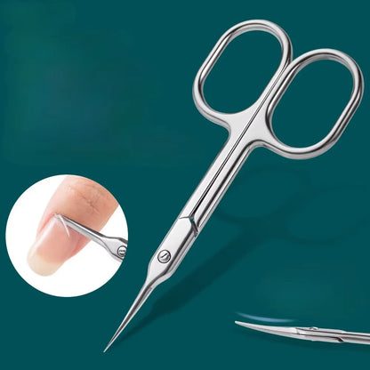 Precision Bending Stainless Steel Scissors - A Multifunctional Beauty Tool for Eyebrow and Makeup Care, with A Non Slip Grip