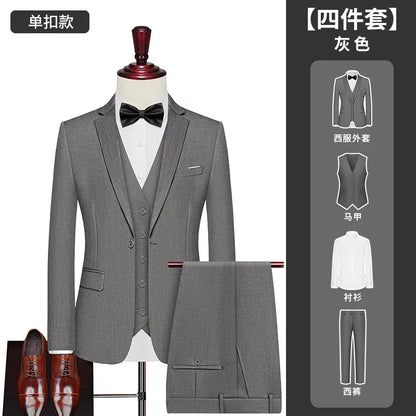 Men's Big Size Suit Set Professional Business Wedding Groom Office Team Uniform Summer Formal Suit