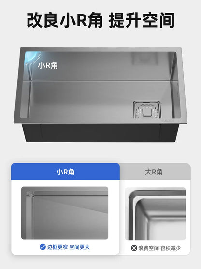 Kitchen 304 Stainless Steel Sink Vegetable Basin Large Sink Household Kitchen Vegetable Basin Countertop Dishwasher