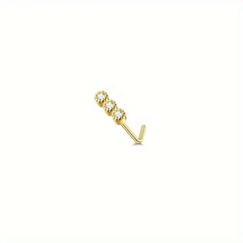 Drperfect 1Pc 22G Nose Studs L Shaped Nose Rings Studs for Women Opal CZ Heart Butterfly Nose Piercing Jewelry